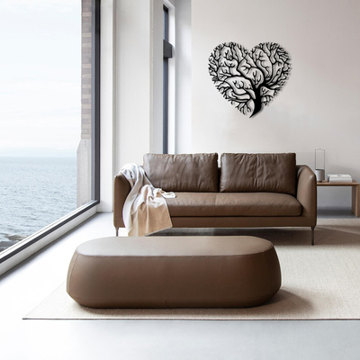 创意精雕爱心树墙贴客厅卧室背景装饰金属工艺品