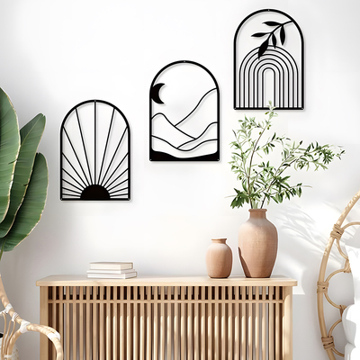 金属极简主义几何艺术波西米亚抽象线条装饰办公室客厅挂饰品