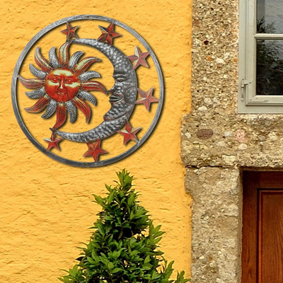 金属彩印月亮椰树剪影家居装饰平面挂饰庭院花园雕塑室内外工艺品