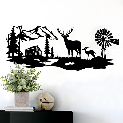 金属墙壁艺术鹿家族树装饰品墙壁装饰室内客厅装饰壁挂工艺品