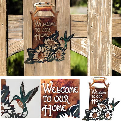 牛奶罐与蜂鸟家居欢迎装饰金属墙体艺术摆件铁艺工艺品