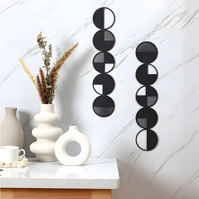 黑色极简主义墙壁装饰现代艺术壁挂几何客厅背景墙雕