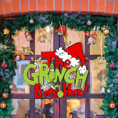 新品圣诞门挂糖果墙面装饰圣诞节花环挂件挂件