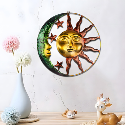 花园庭院昼夜太阳挂饰装饰铁艺金属工艺品